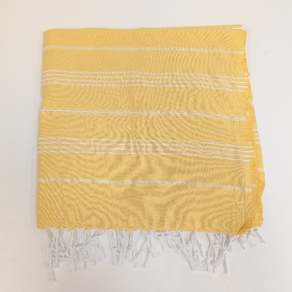 Bay Laurel Turkish Cotton Quick Dry Yellow And White Beach Towel [100] - Picture 1 of 8